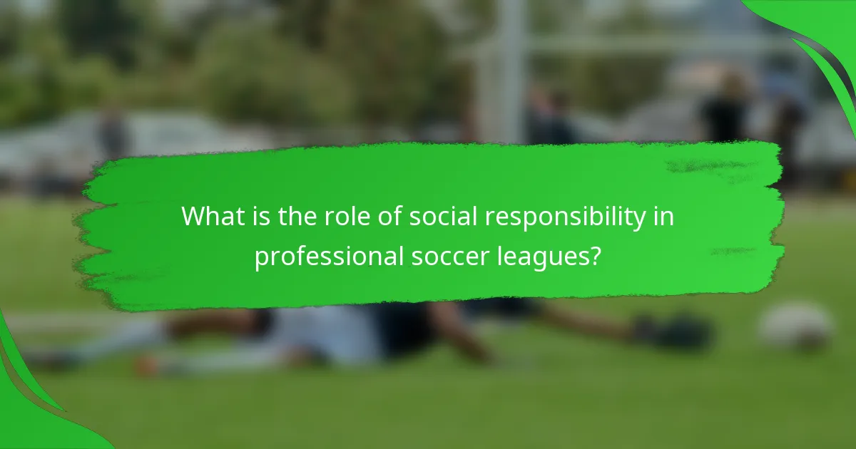 What is the role of social responsibility in professional soccer leagues?